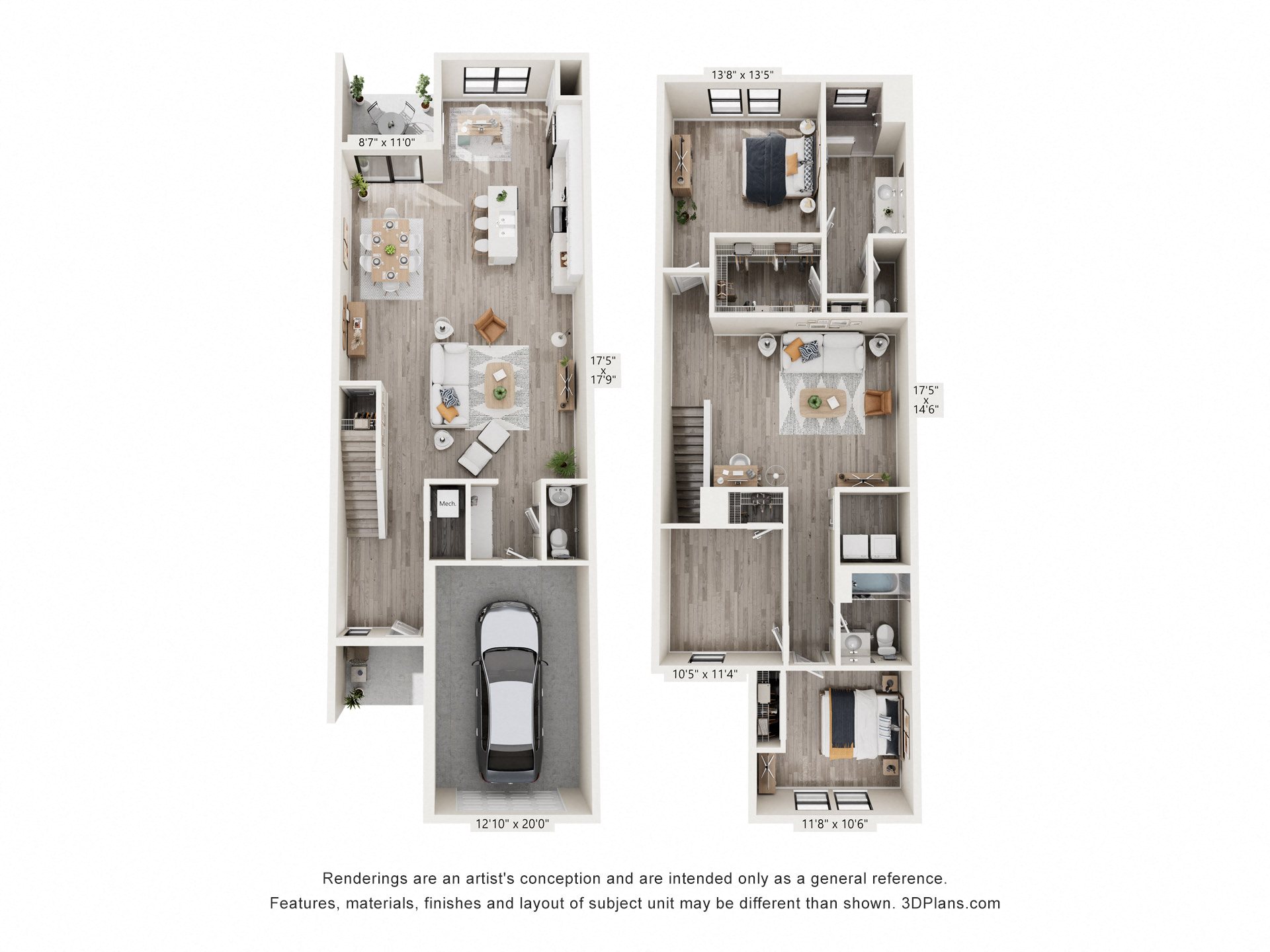 Floor plan for 3 beds, 2.5 baths, 2214 sqft